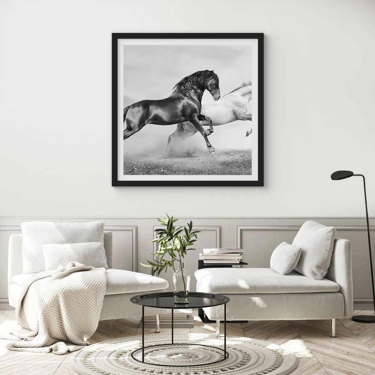 Poster in een zwarte lijst - Engelen en duivels - 30x30 cm