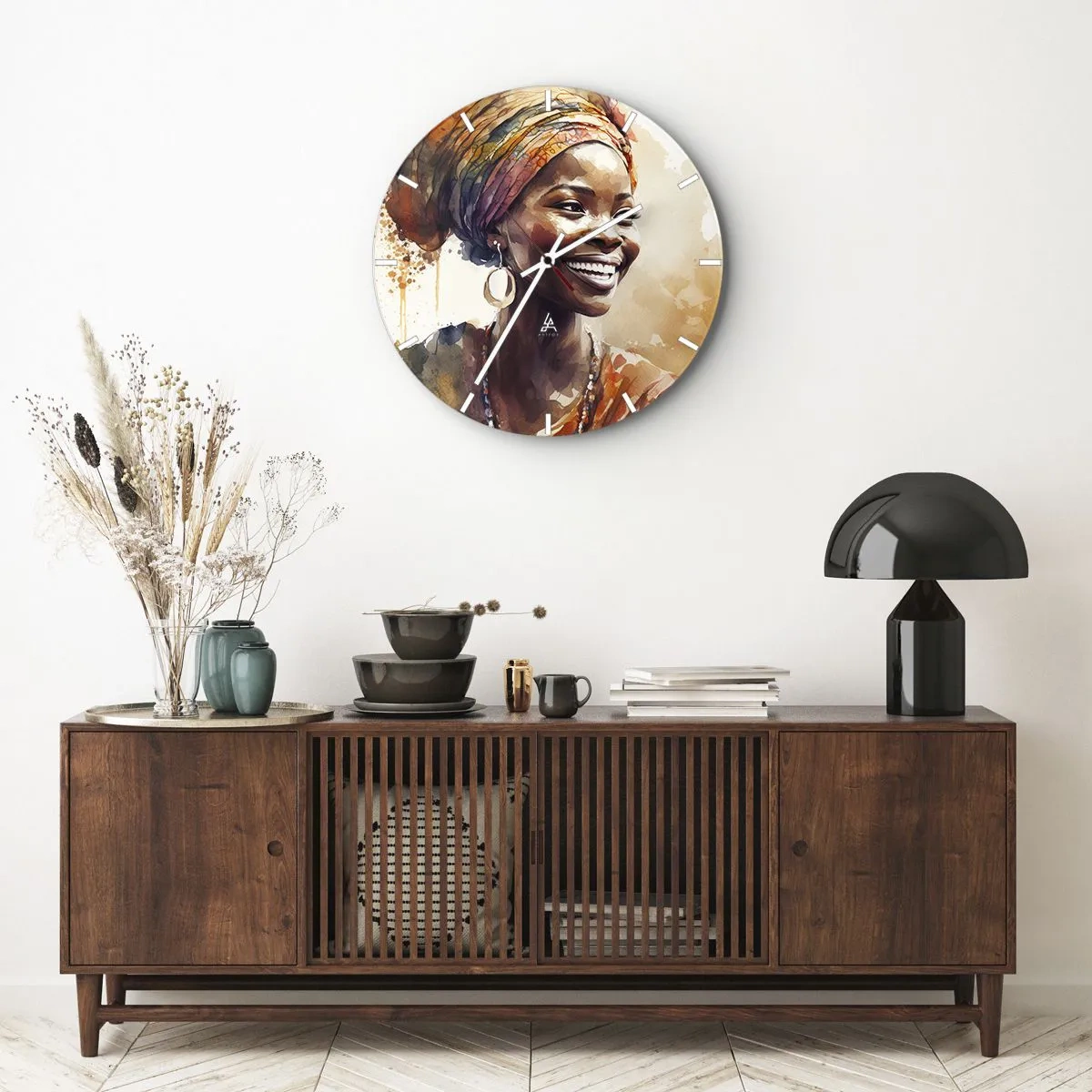 Wandklok - Klok - Afrikaanse koningin - 30x30 cm