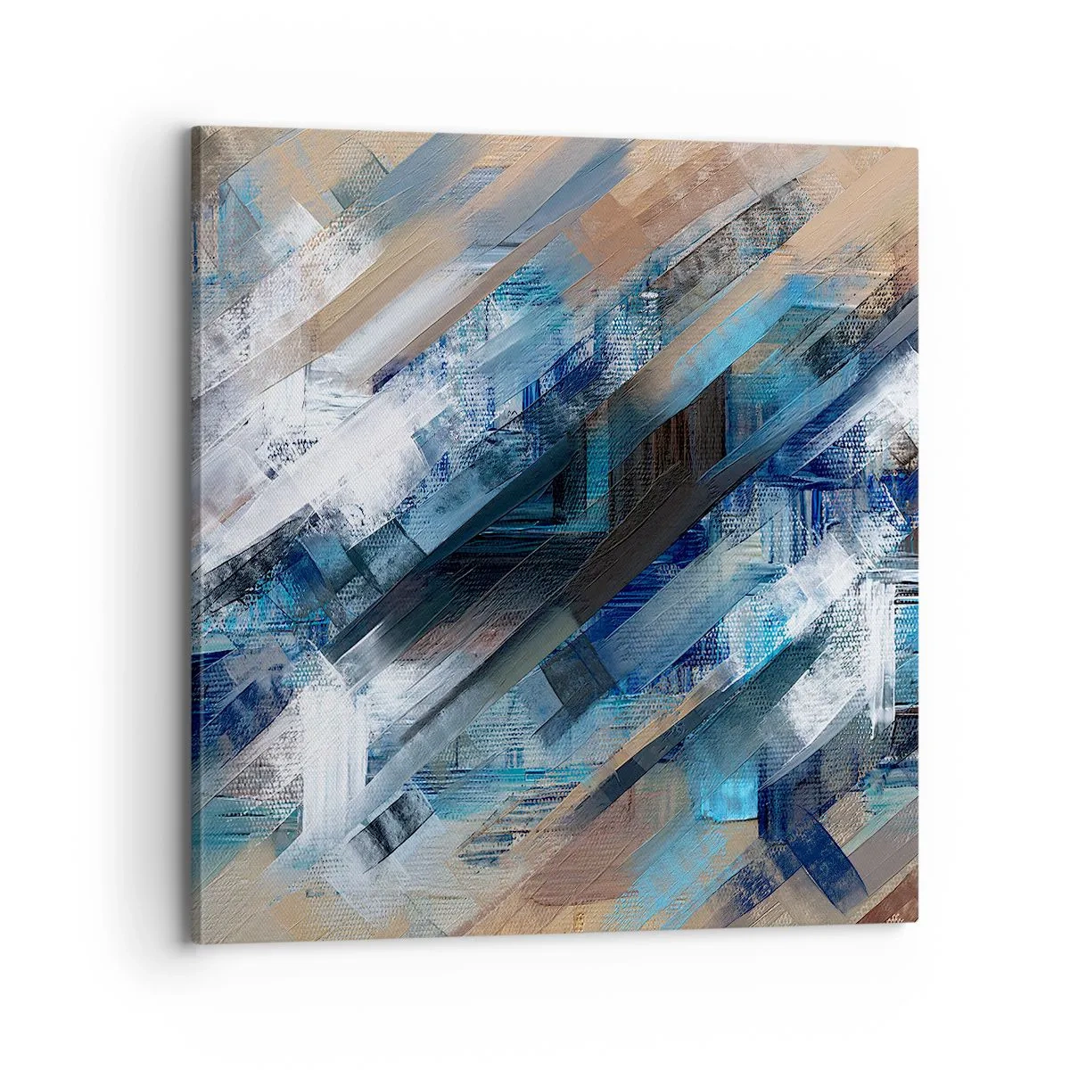 Schilderen op canvas - Op een blauwe diagonaal - 70x70 cm