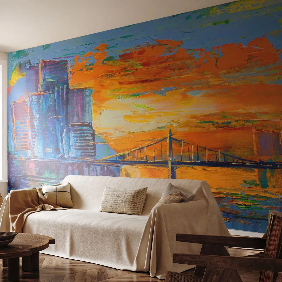 Fotobehang Premium Canvas - Cultuur en natuur - Abstractie, Stad, Deel - 350x256 cm