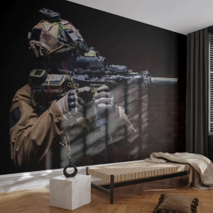 Fotobehang Premium Canvas - Dodelijk effectief - Leger, Geweer, Wapen - 200x140 cm
