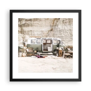 Poster in een zwarte lijst - Er is de tijd om aan de reis te beginnen - 40x40 cm