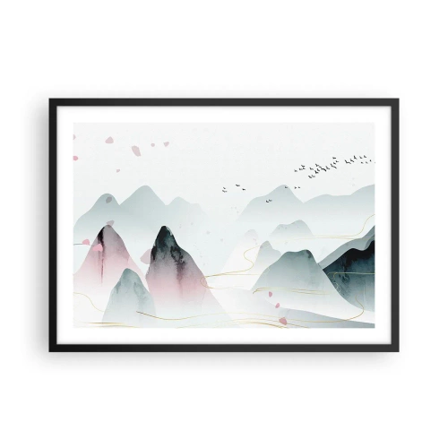 Poster in een zwarte lijst - Over de toppen - 70x50 cm