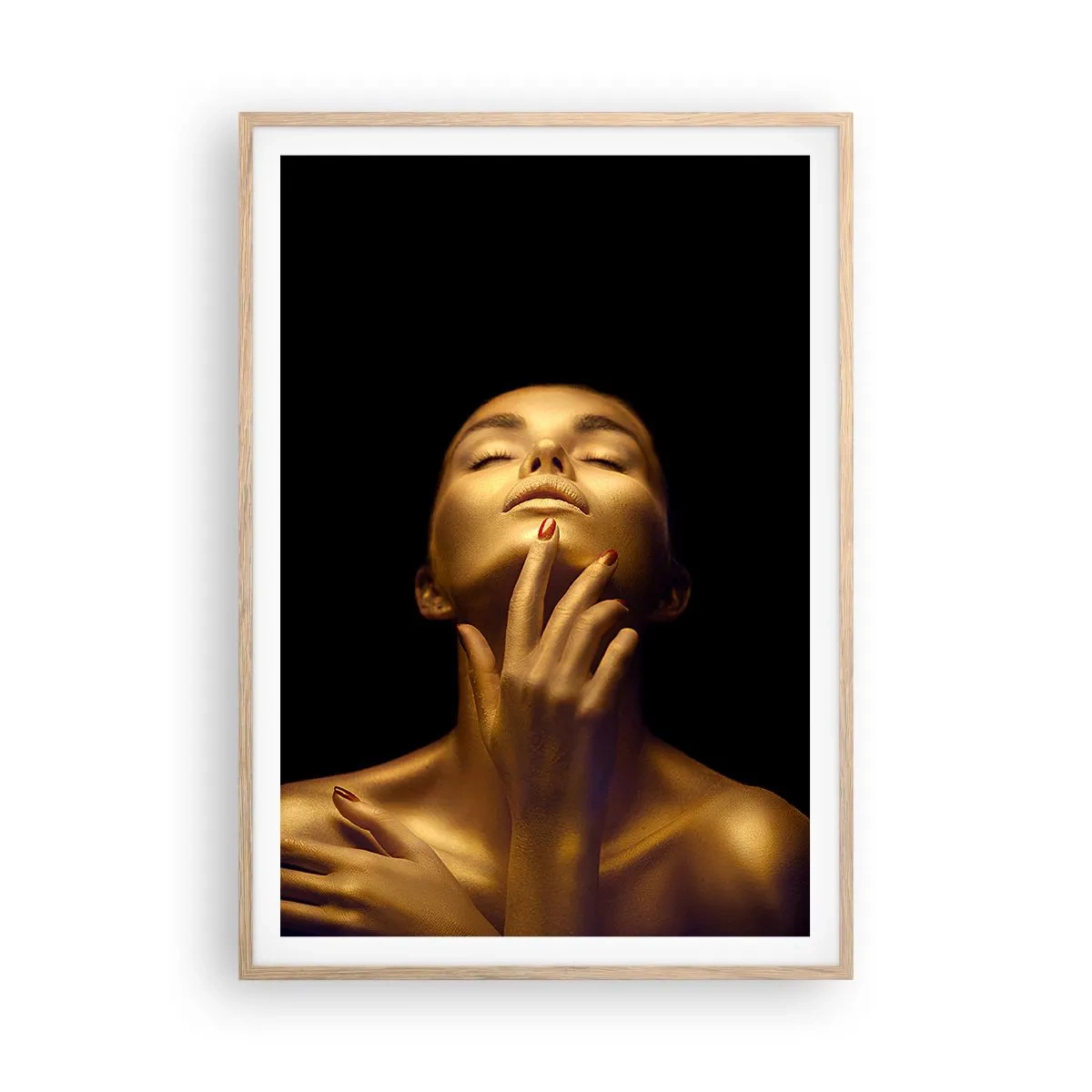 Een poster in een licht eiken lijst - Als gouden zijde - 70x100 cm