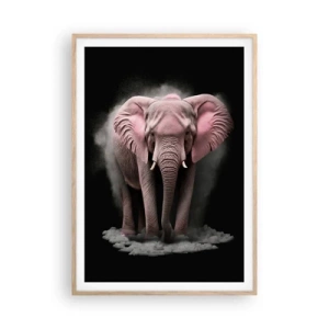 Een poster in een licht eiken lijst - Denk niet aan een roze olifant! - 70x100 cm