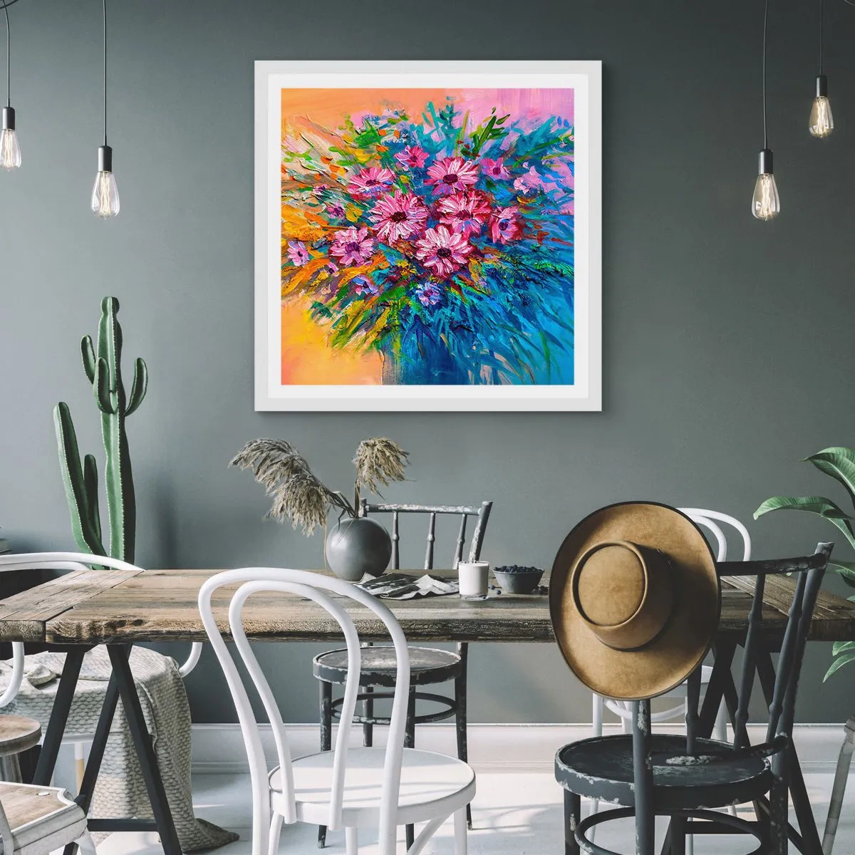 Poster in een witte lijst - Levensenergie - 60x60 cm