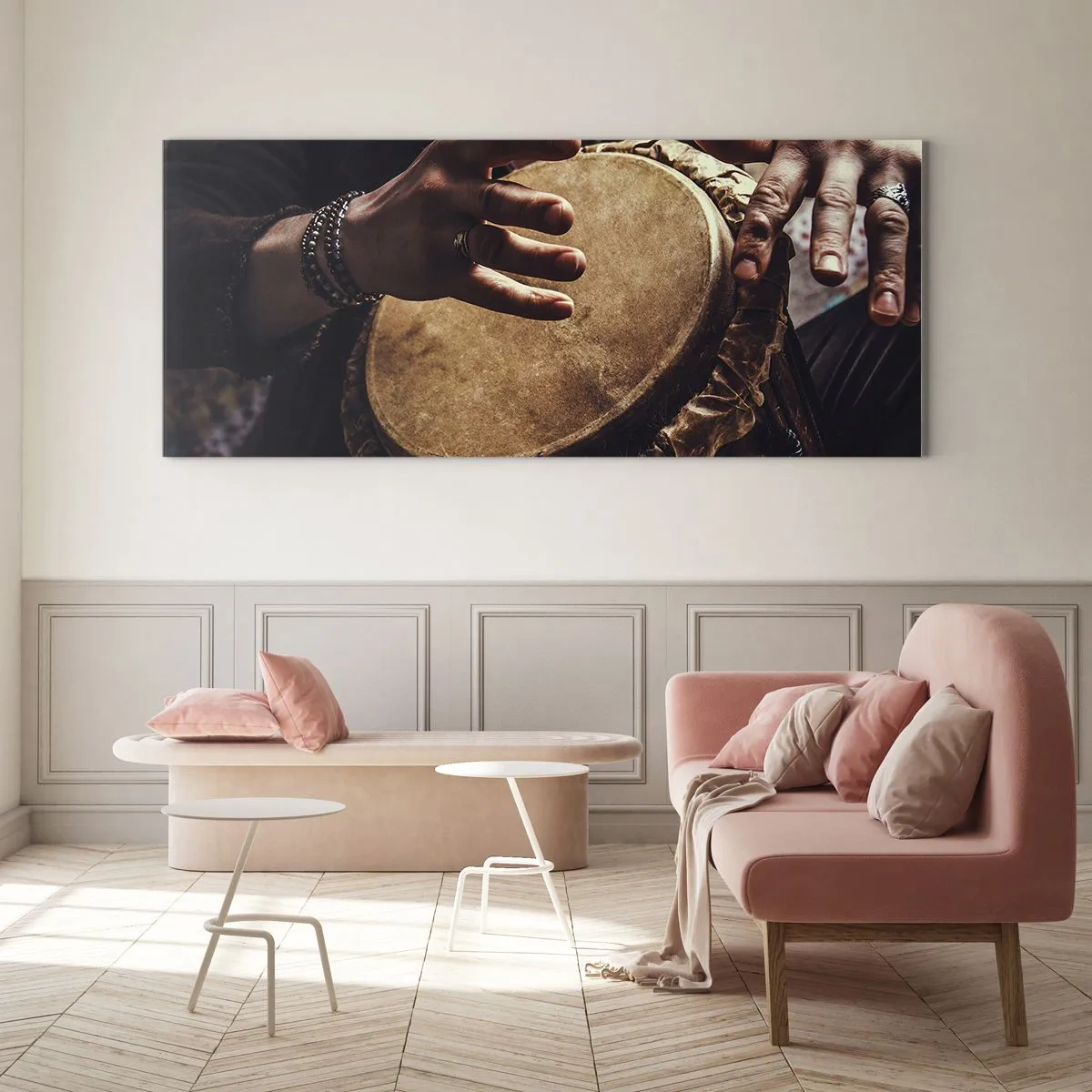 Schilderen op glas - Op het ritme van het hart - 120x50 cm
