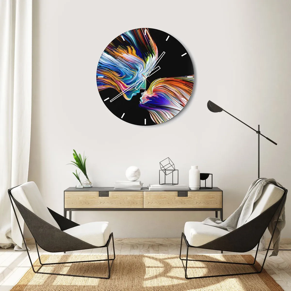 Wandklok - Klok - Een samensmelting van energie en licht - 40x40 cm