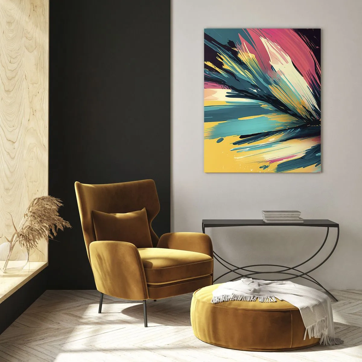 Schilderen op glas - Compositie – een explosie van vreugde - 50x70 cm