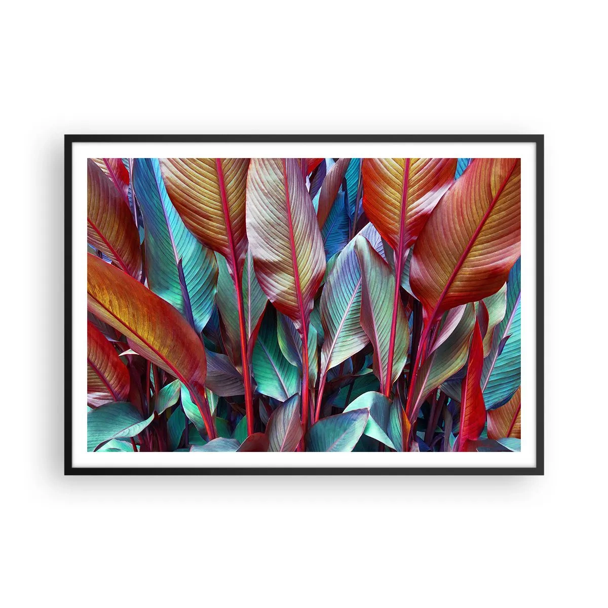 Poster in een zwarte lijst - Een kleurrijk struikgewas - 100x70 cm