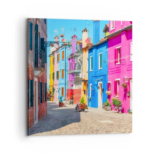 Schilderen op canvas - Stadje "De Papegaai" - 70x70 cm