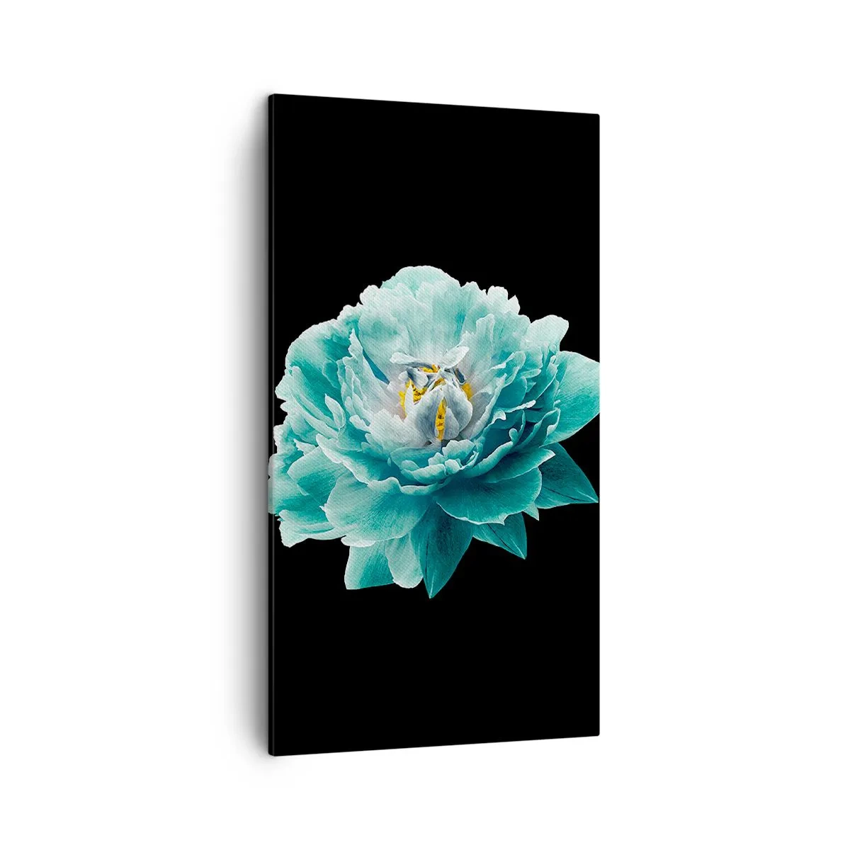 Schilderen op canvas - Blauwe en gouden bloemblaadjes - 45x80 cm