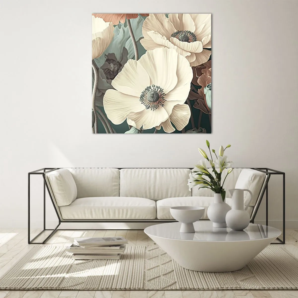 Schilderen op glas - Het gefluister van klaprozen - 60x60 cm