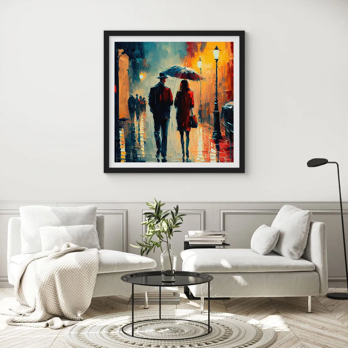 Poster in een zwarte lijst - Stedelijk love strory - 60x60 cm