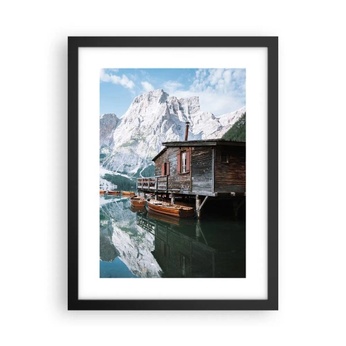 Poster in een zwarte lijst - Een kristalheldere bergochtend - 30x40 cm