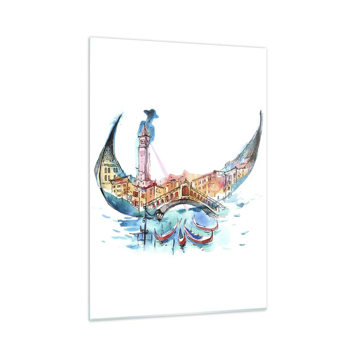 Schilderen op glas - We varen door de stad - 50x70 cm