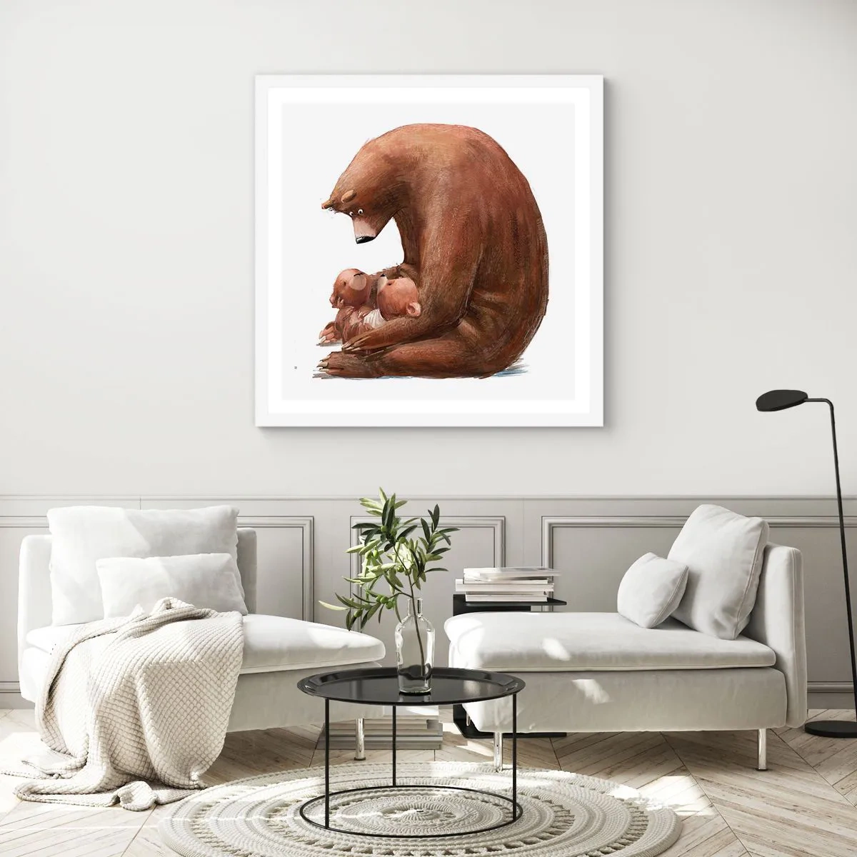 Poster in een witte lijst - Zoete dromen, kinderen - 30x30 cm