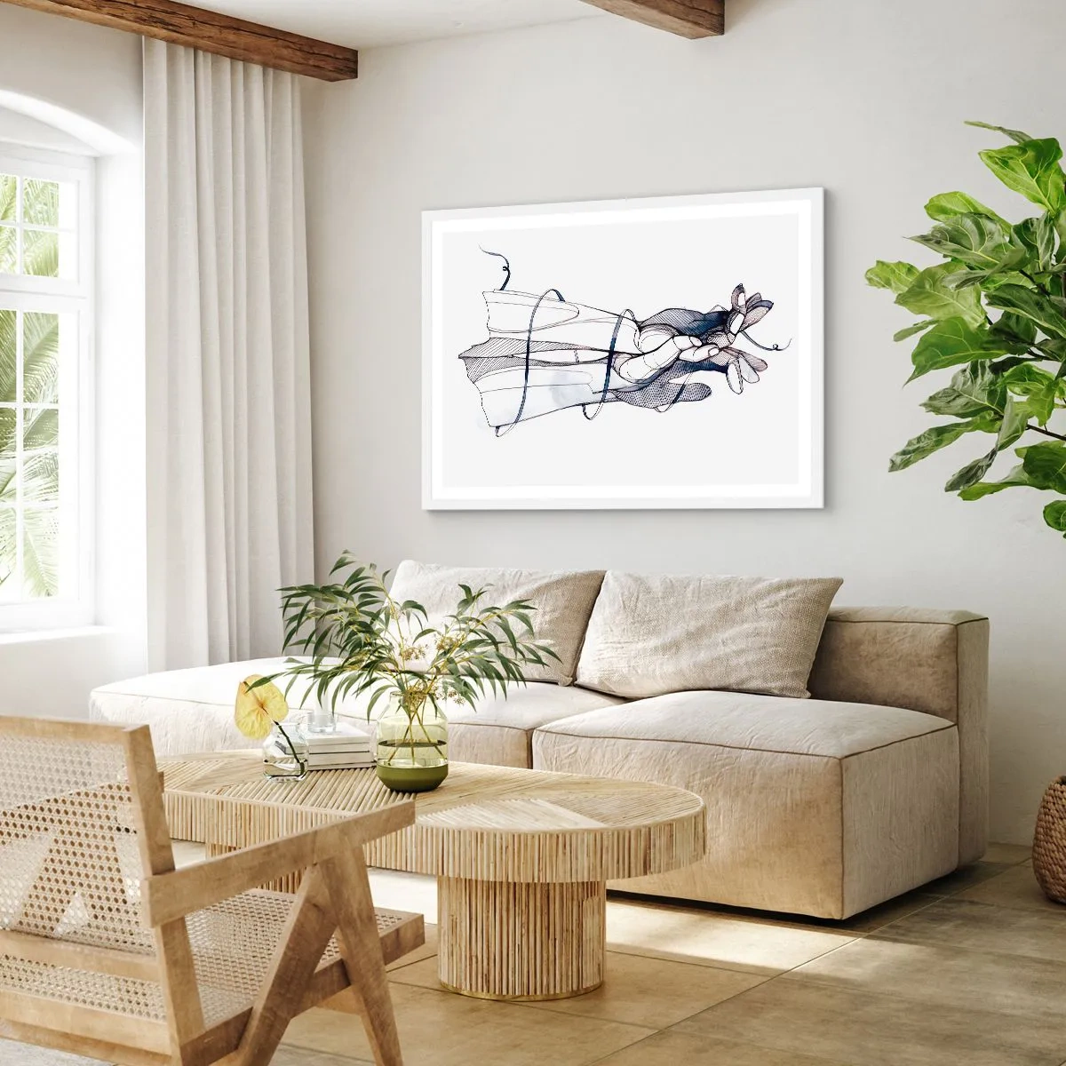 Poster in een witte lijst - Touch-studie - 100x70 cm