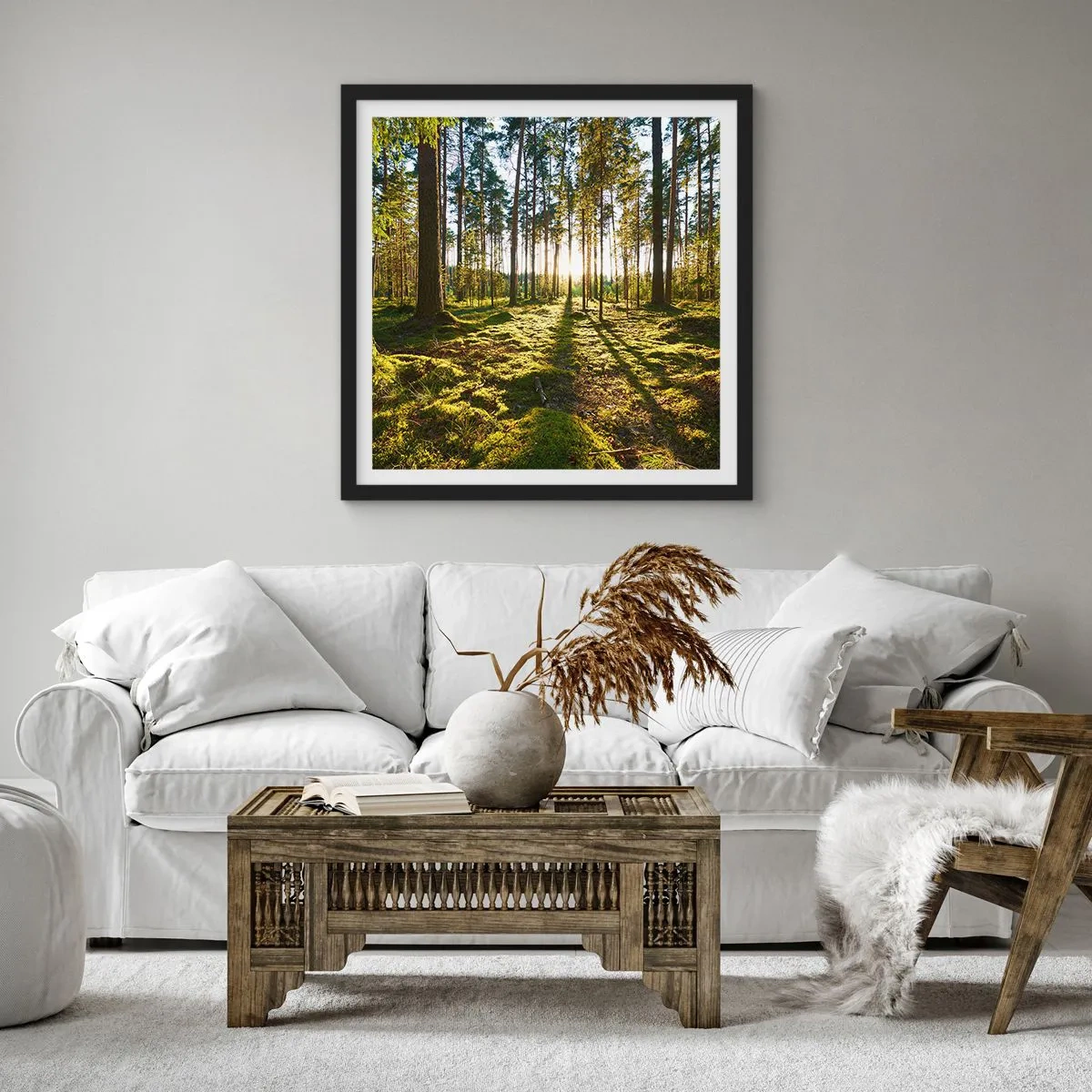 Poster in een zwarte lijst - … Achter de zeven bossen - 30x30 cm