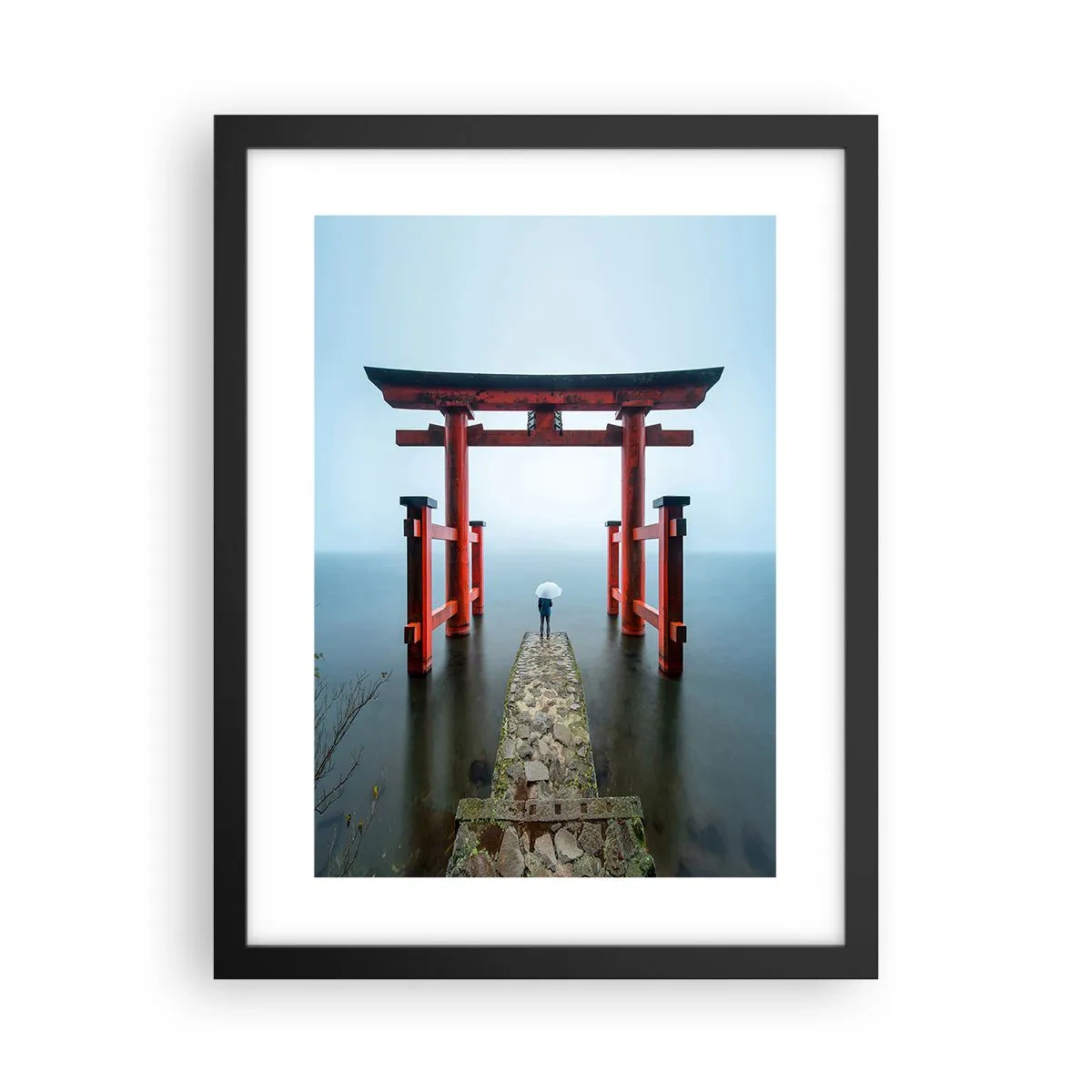 Poster in een zwarte lijst - Japanse mijmering - 30x40 cm