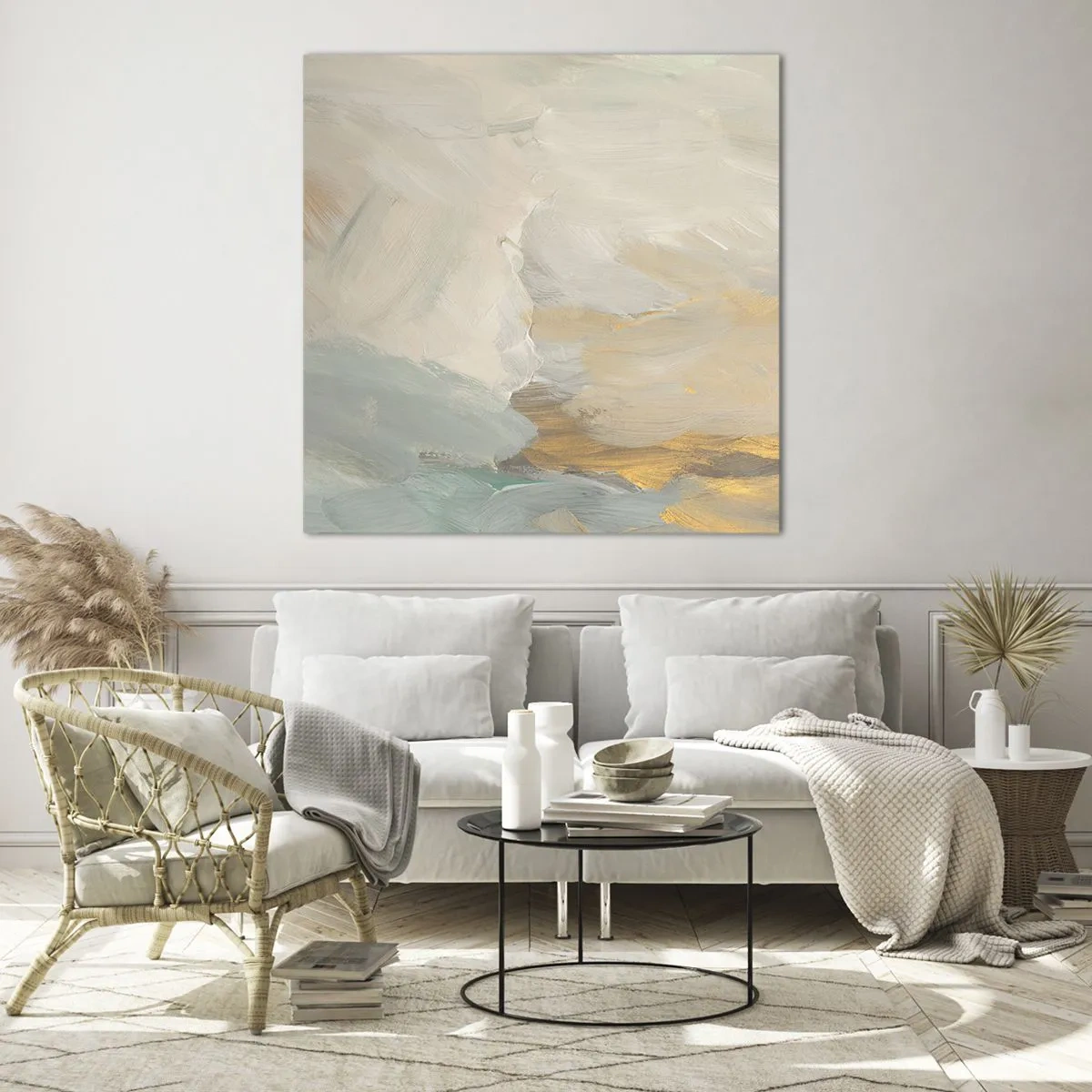 Schilderen op glas - Abstractie – het land van zachtheid - 60x60 cm