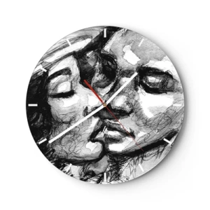 Wandklok - Klok - Een teder moment - 40x40 cm