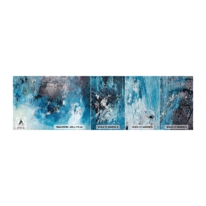Fotobehang Monster Premium Sand - Rhapsody in Blauw - Abstractie, Deel, Moderne kunst - 100x30 cm