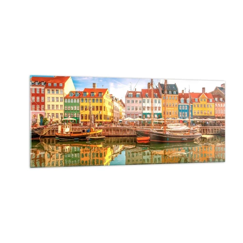 Schilderen op glas - Over het water zo glad als een spiegel - 100x40 cm