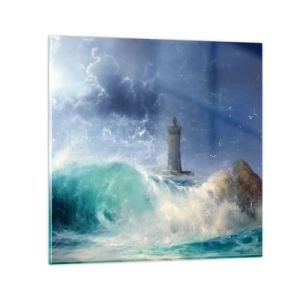 Schilderen op glas - Op uw hoede voor de elementen - 40x40 cm