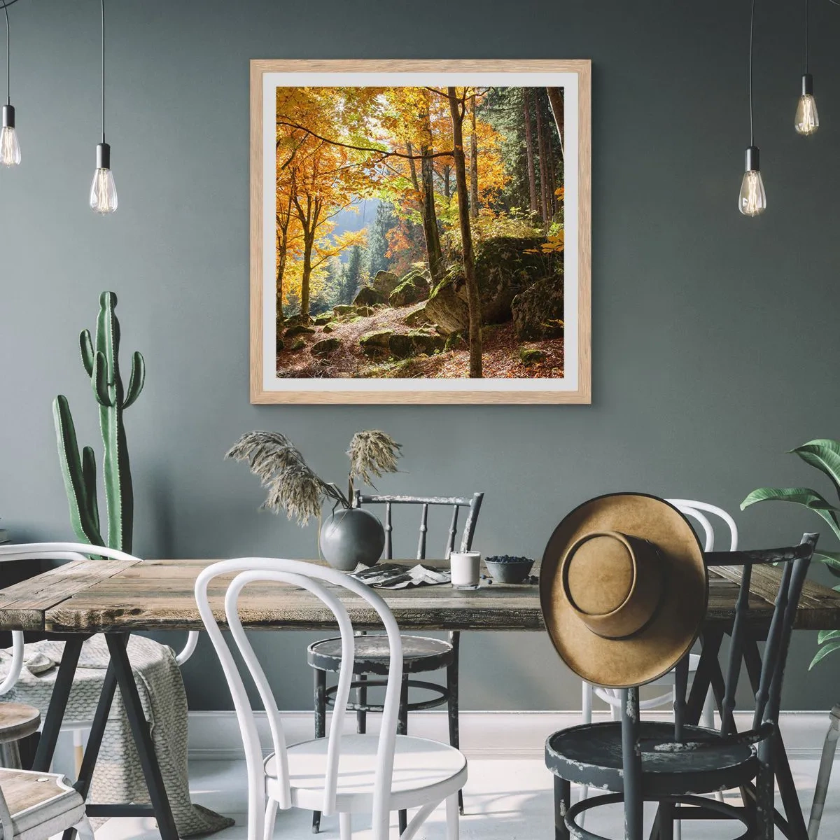 Een poster in een licht eiken lijst - Tijd om te ontspannen - 50x50 cm