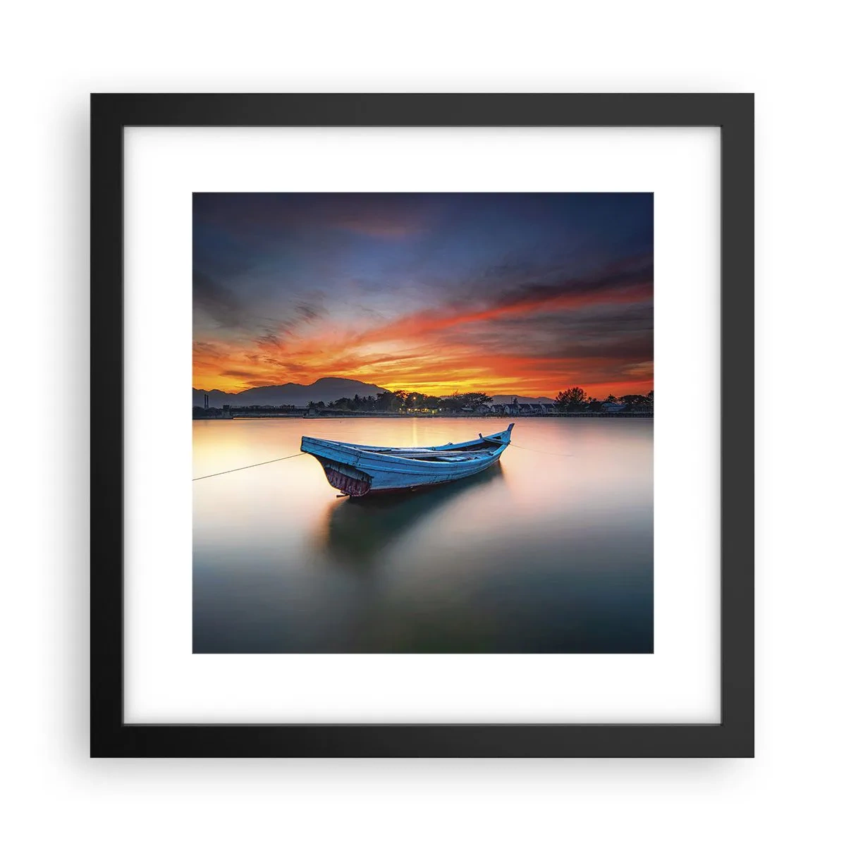 Poster in een zwarte lijst - Een goede nacht komt eraan - 30x30 cm