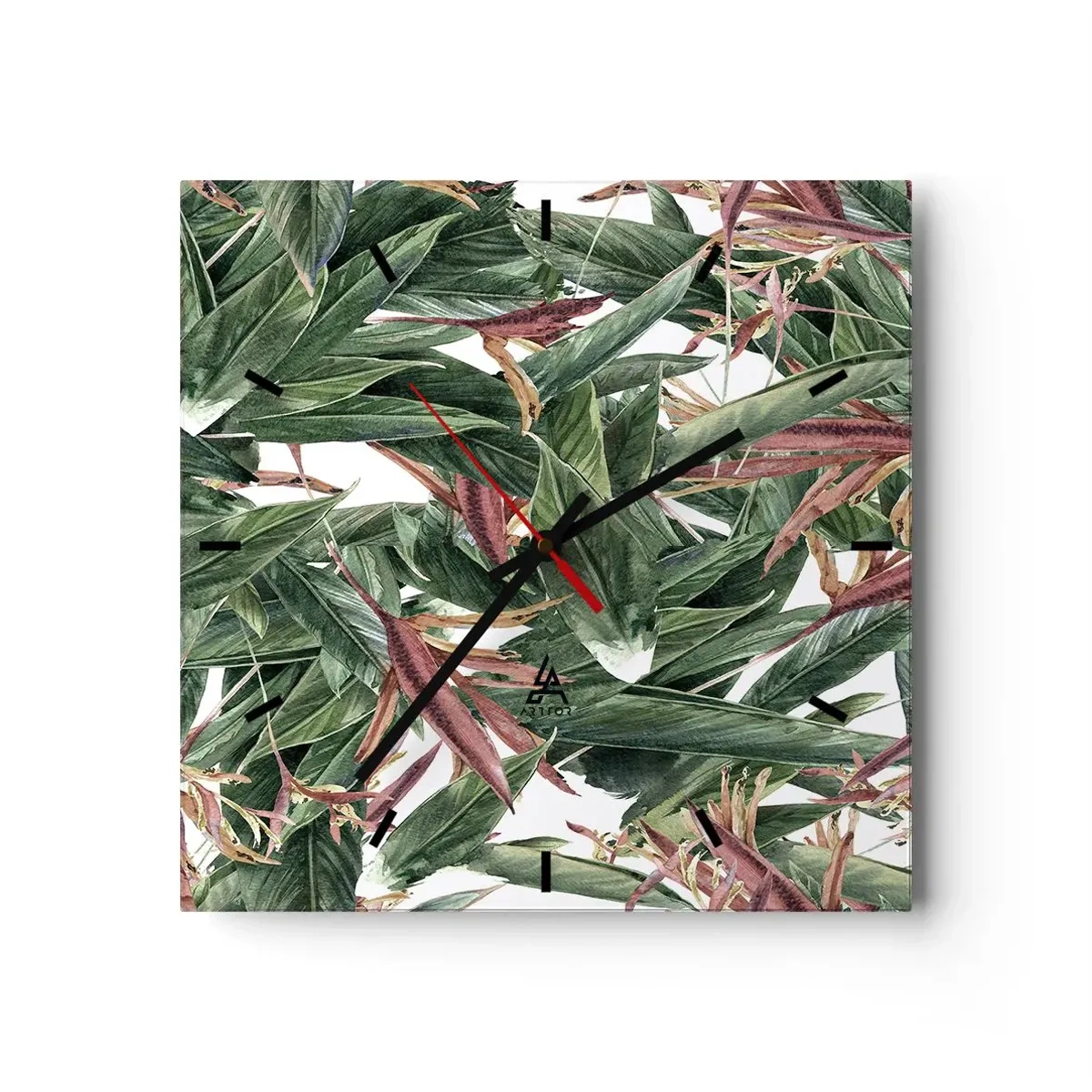 Wandklok - Klok - Smaragd-lila struikgewas - 30x30 cm
