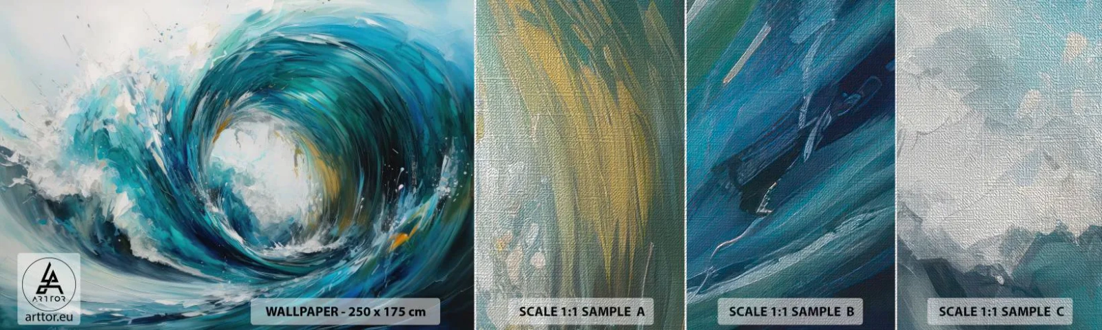 Fotobehang Monster Premium Canvas - Zeeportaal - Oceaan, Golf, Deel - 100x30 cm