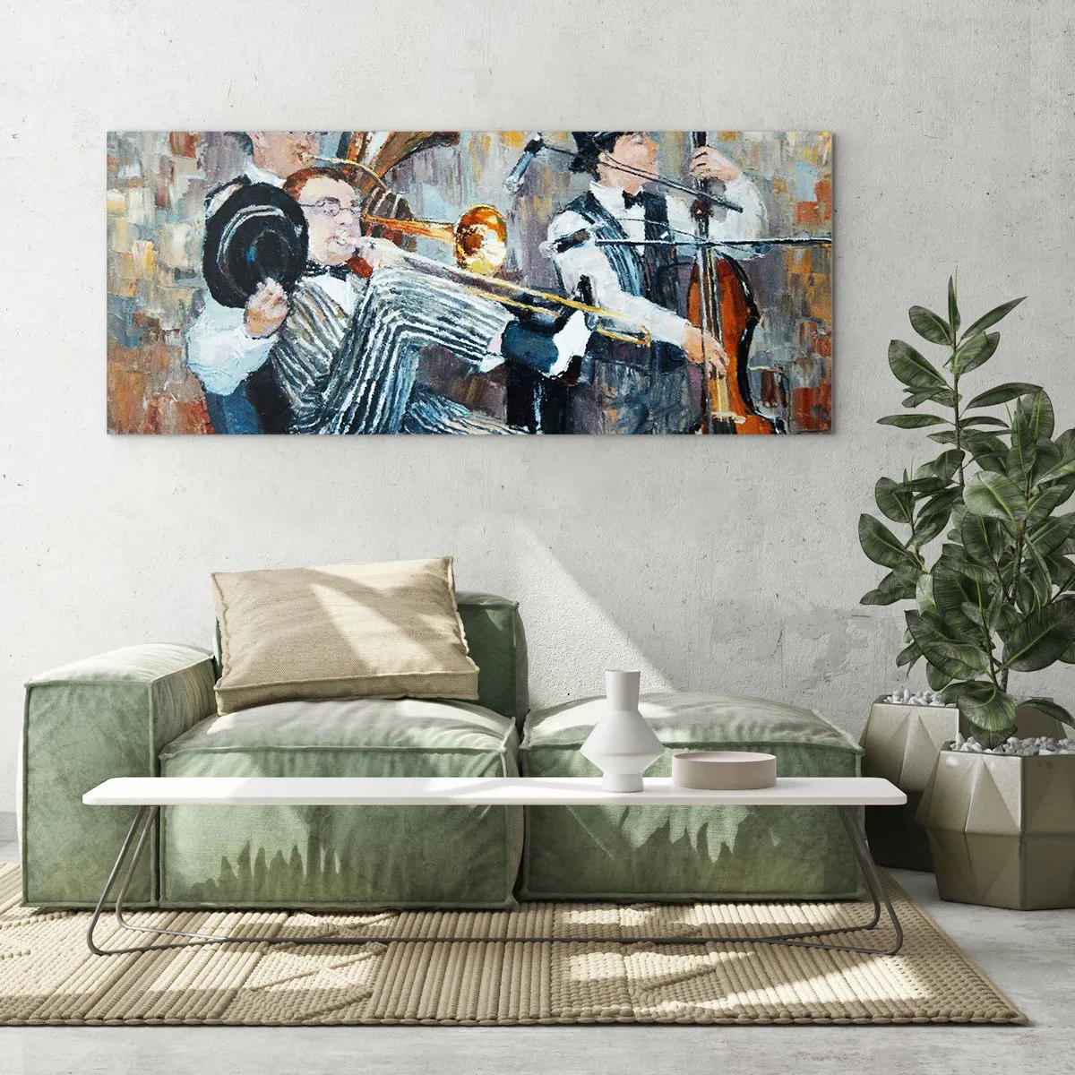 Schilderen op glas - Al die jazz - 140x50 cm