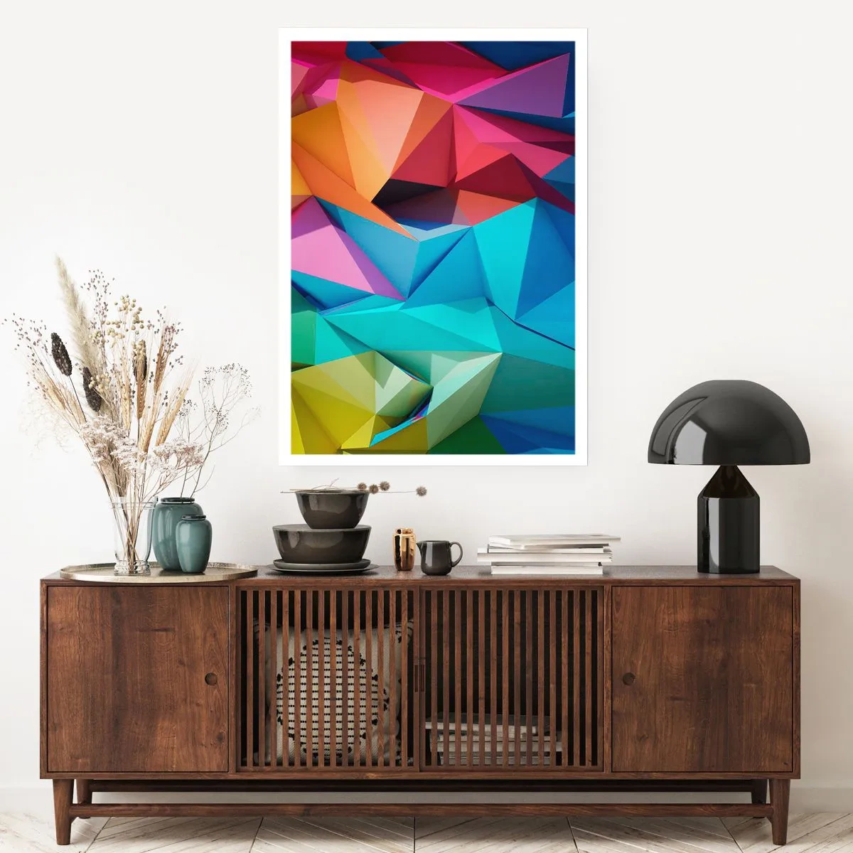Poster - Regenboog origami - 70x100 cm