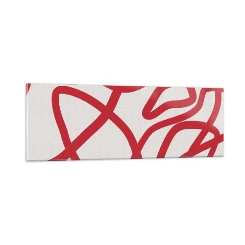 Schilderen op glas - Rood op wit - 90x30 cm