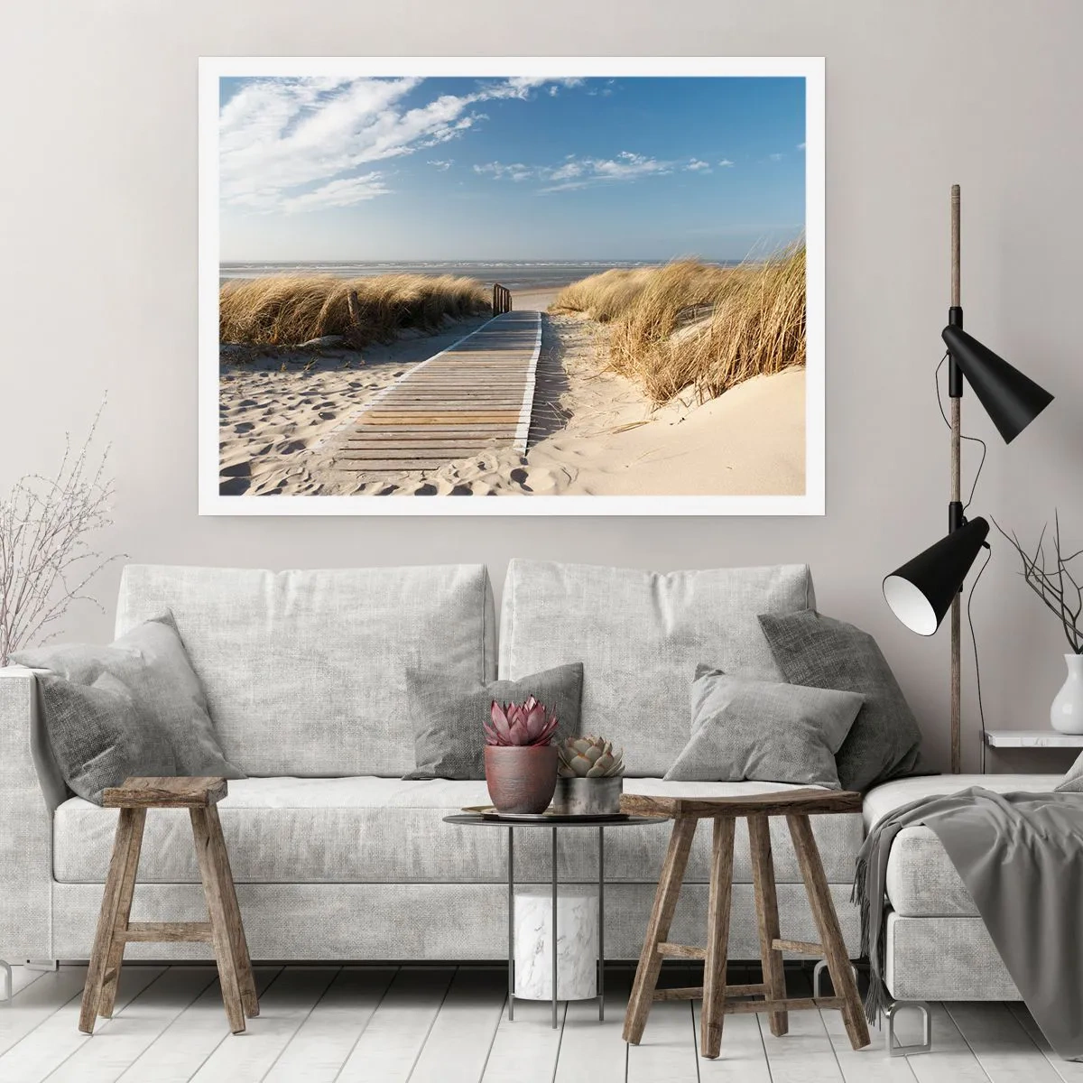 Poster - Achter het duin, in het ruisen van gras - 70x50 cm
