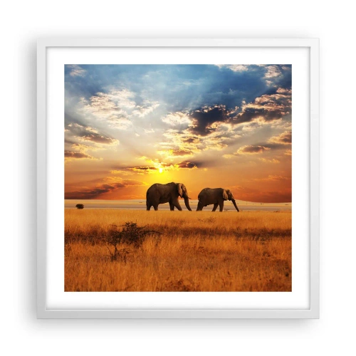 Poster in een witte lijst - Familie wandeling - 50x50 cm