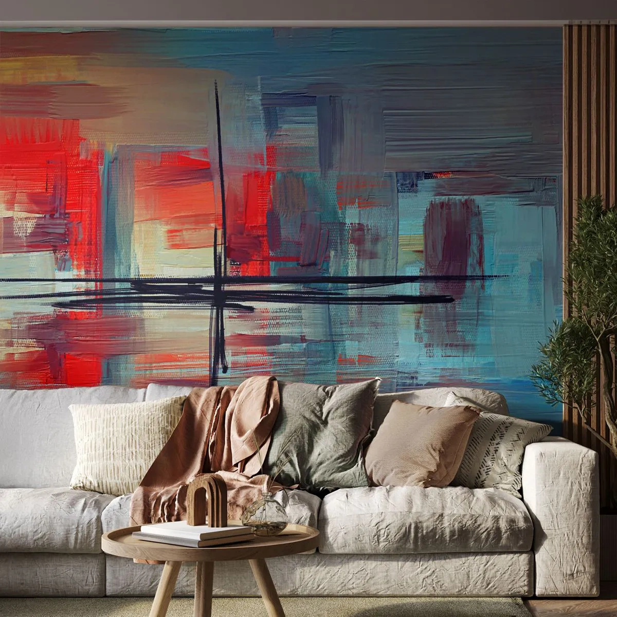 Fotobehang Premium Canvas - Een landschap in een onbekende dimensie - Abstractie, Deel, Modern - 500x350 cm