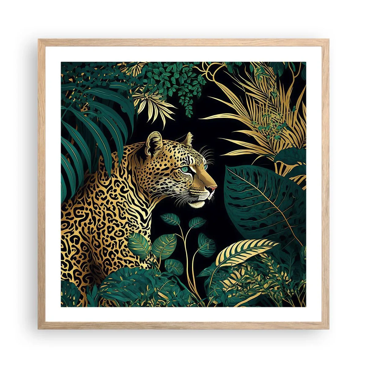 Een poster in een licht eiken lijst - Een gastheer in de jungle - 60x60 cm