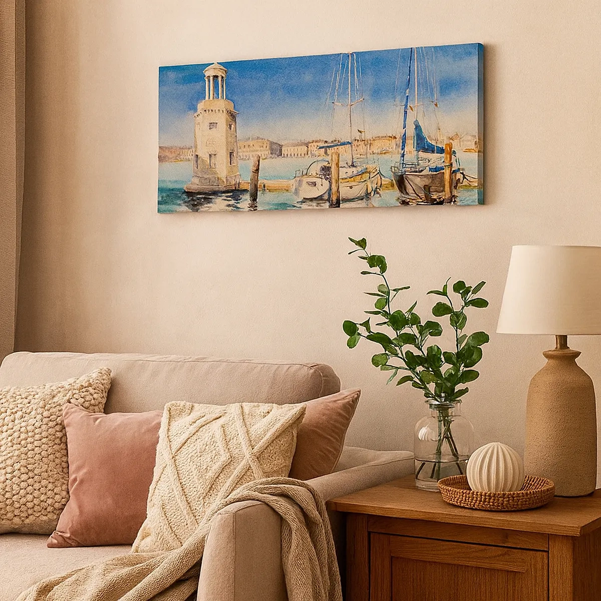 Schilderen op canvas - Zonnige lagune - 30x30 cm