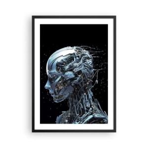 Poster in een zwarte lijst - Cybernetisch figuur in futuristische stijl - 50x70cm - Technologie is een vrouw - Moderne wanddecoratie voor woonkamer en slaapkamer ARTTOR