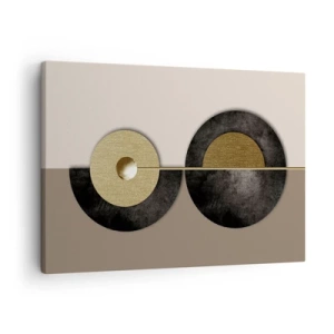 Schilderen op canvas - Abstracte cirkels in tinten goud en bruin - 70x50cm - Variaties rond de cirkel - Moderne wanddecoratie voor woonkamer en slaapkamer ARTTOR