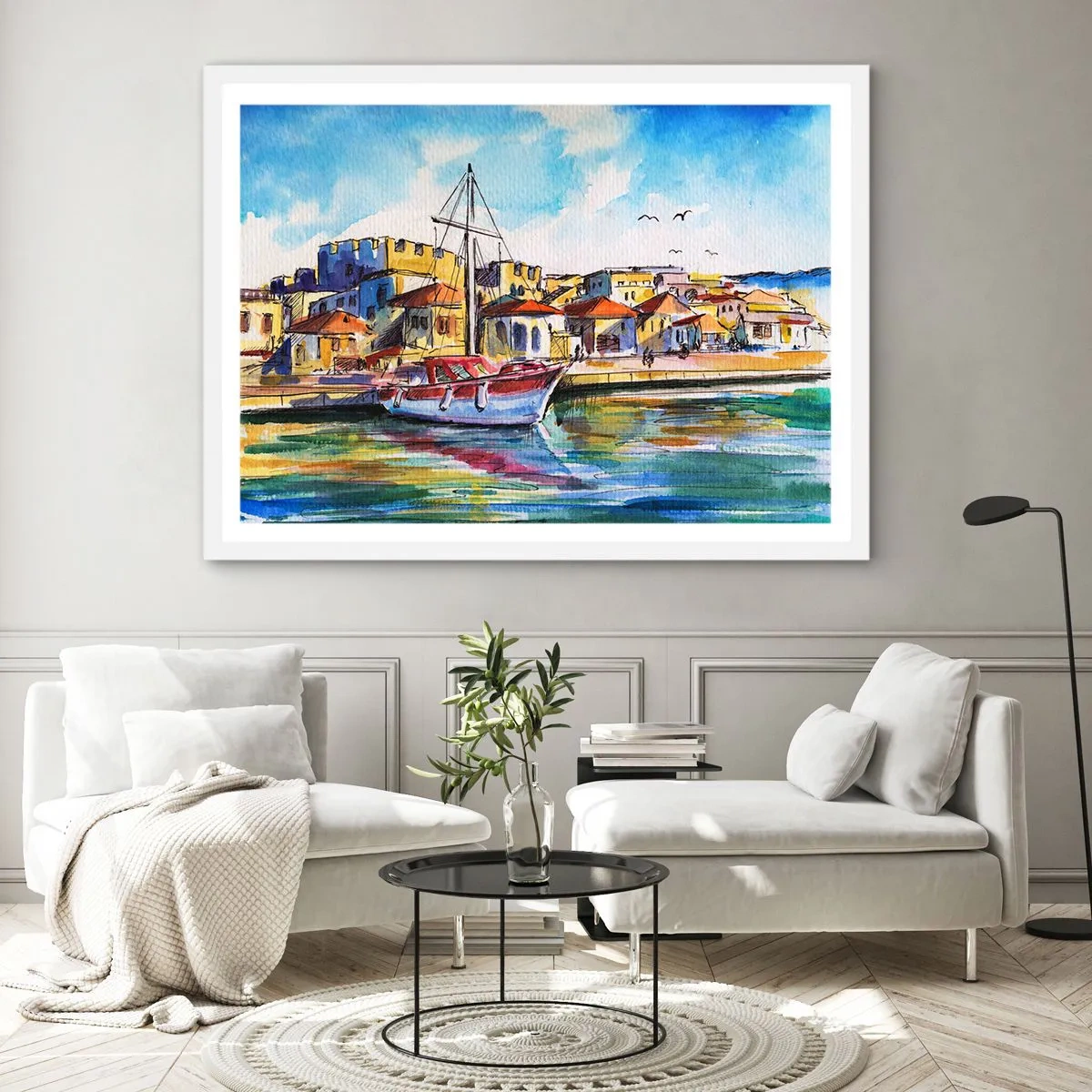 Poster in een witte lijst - Regenboogmiddag - 91x61 cm