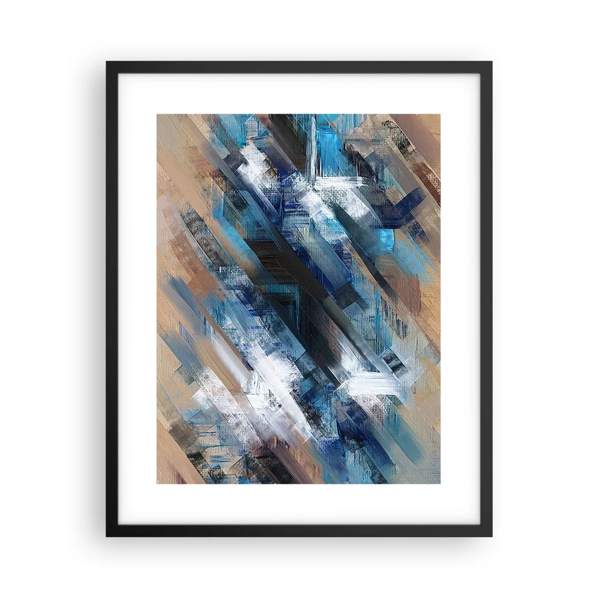 Poster in een zwarte lijst - Op een blauwe diagonaal - 40x50 cm