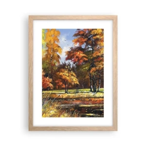 Een poster in een licht eiken lijst - Landschap in goud en brons - 30x40 cm