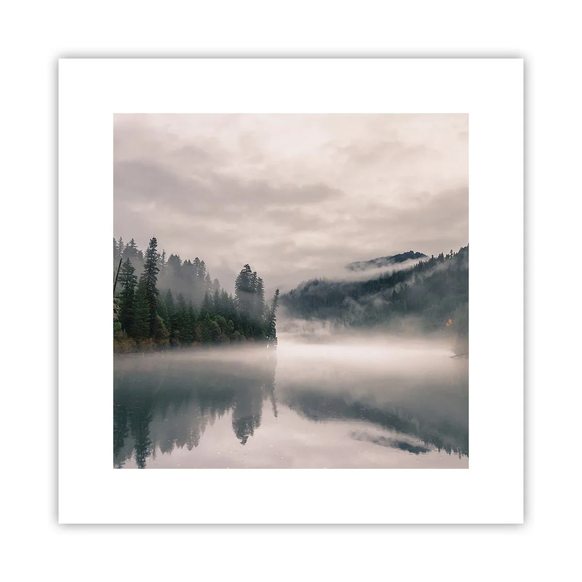 Poster - In reflectie, in de mist - 30x30 cm