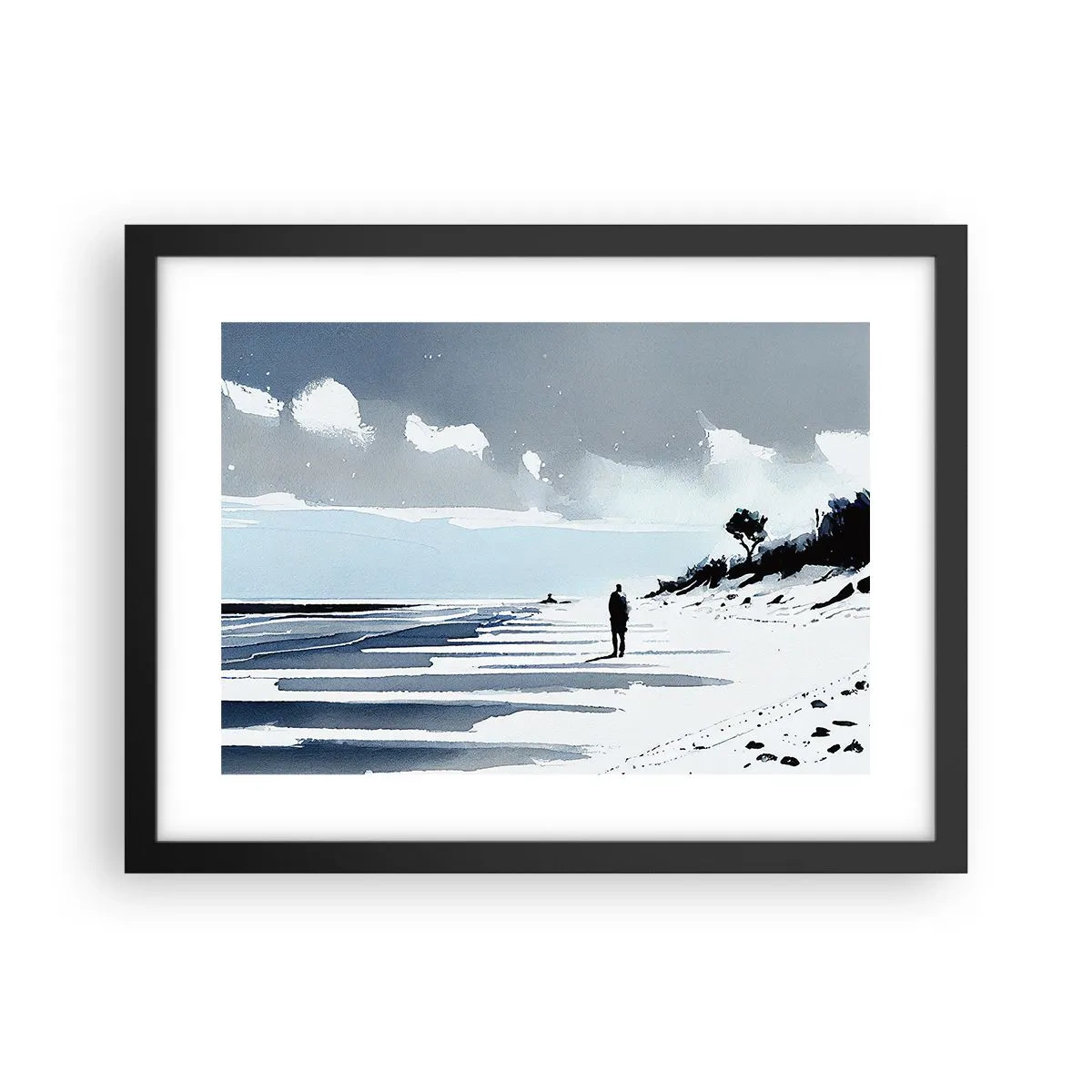 Poster in een zwarte lijst - Alleen - 40x30 cm
