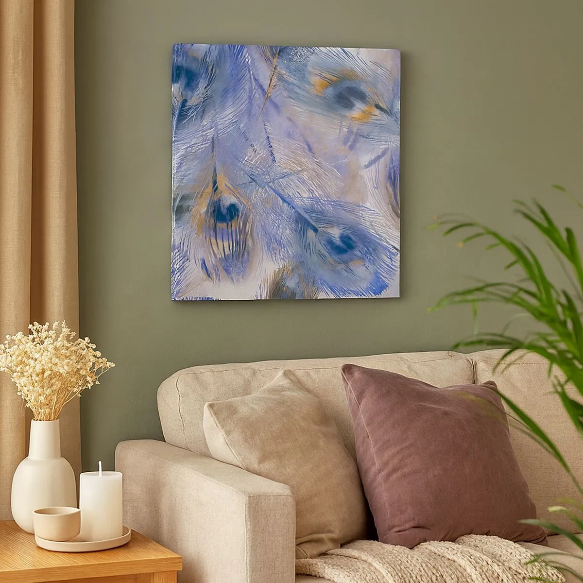 Schilderen op canvas - Pauwenogen compositie - 30x30 cm