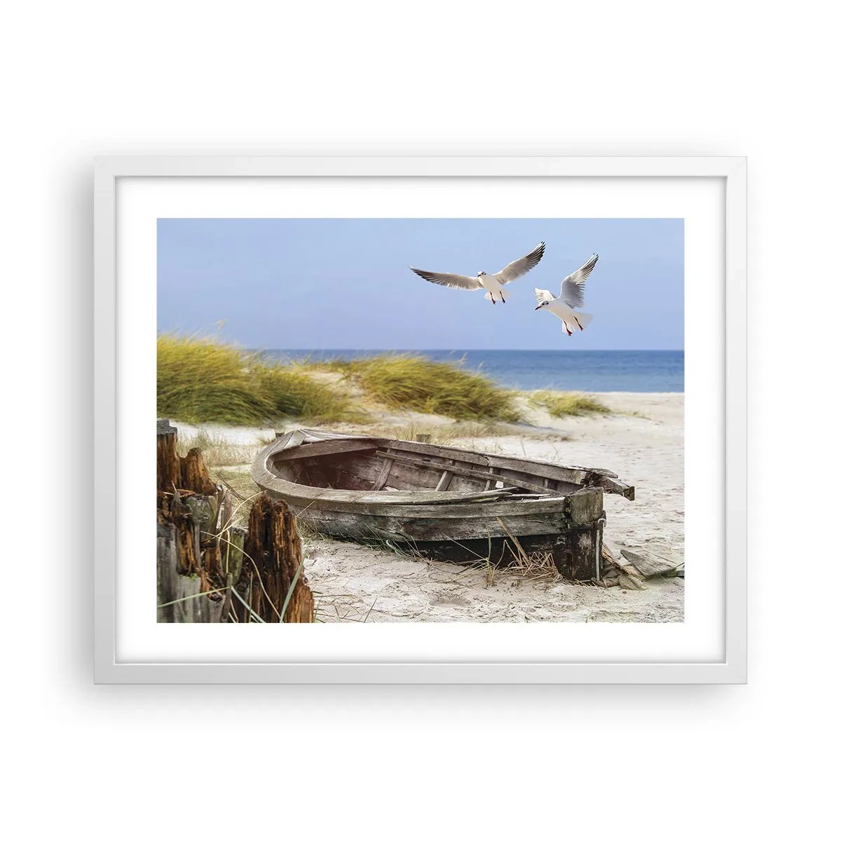 Poster in een witte lijst - Badend in de wind - 50x40 cm